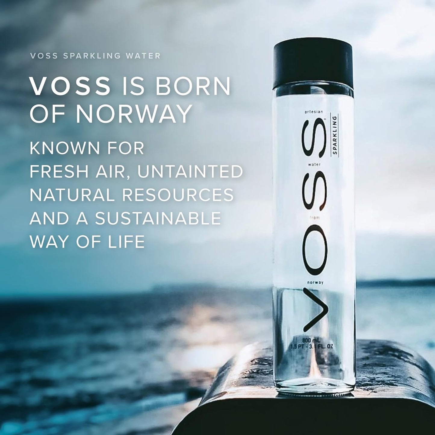 Voss Sparkling Water 800ml X 12 Box Glass bottle