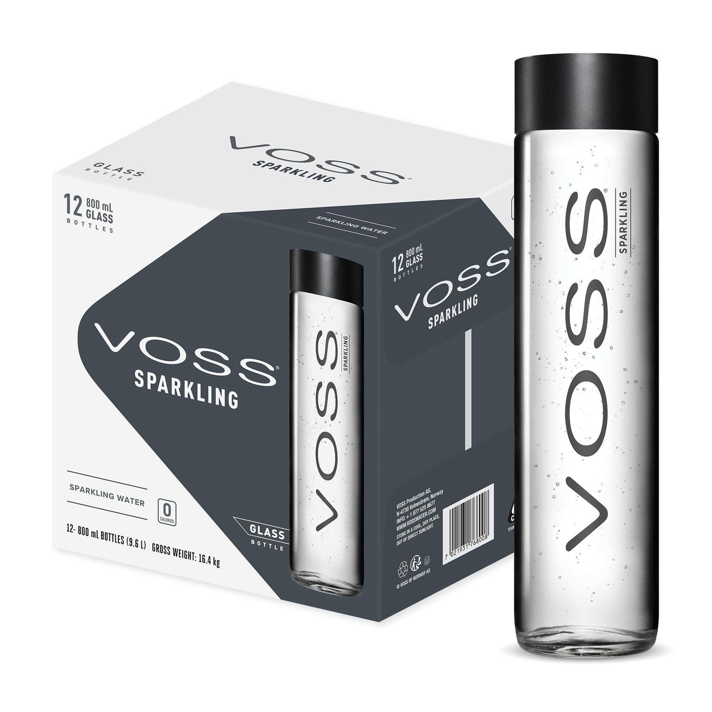 Voss Sparkling Water 800ml X 12 Box Glass bottle